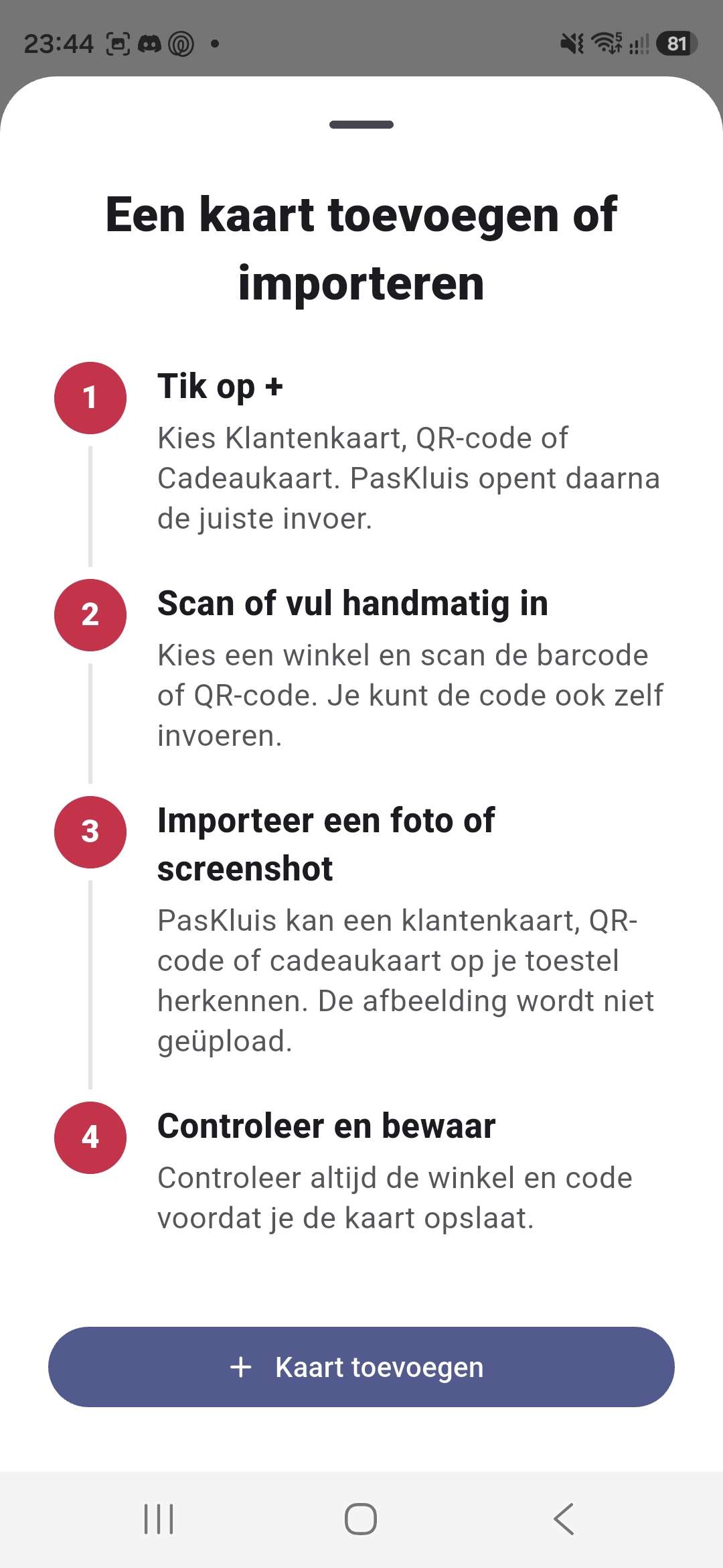 Vier stappen om een kaart aan PasKluis toe te voegen of te importeren